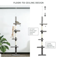 Arbre à chat sol au plafond gris 274 cm — détail de la niche