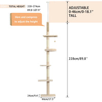Arbre à chat sol au plafond gris 274 cm — base de l'arbre à chat