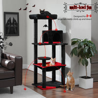 Arbre à chat rouge et vert — poteau en sisal naturel