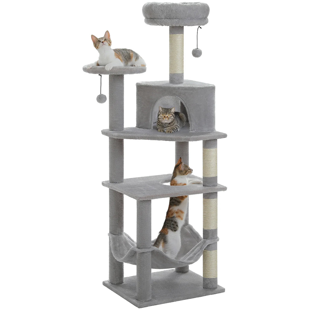 Arbre à chat gris 140 cm — vue d'ensemble