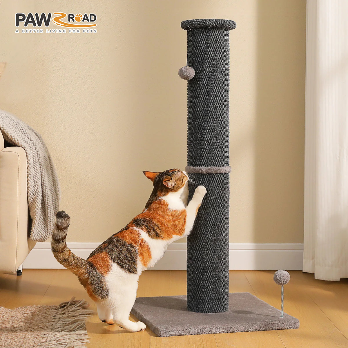 Griffoir chat 82 cm sisal — en situation dans un salon