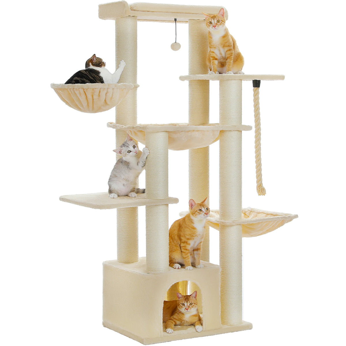 Arbre à chat rose XXL 170 cm — détail des finitions