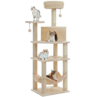 Arbre à chat beige 140 cm — vue d'ensemble