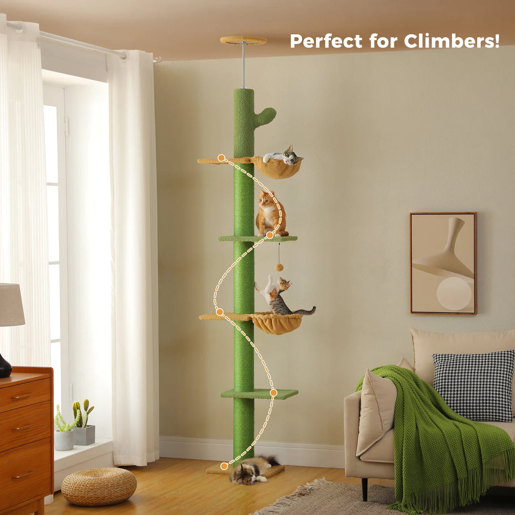 Arbre à chat cactus sol au plafond 229 cm — en situation dans un salon