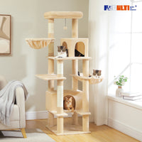 Arbre à chat beige grand chat — détail du couchage haut
