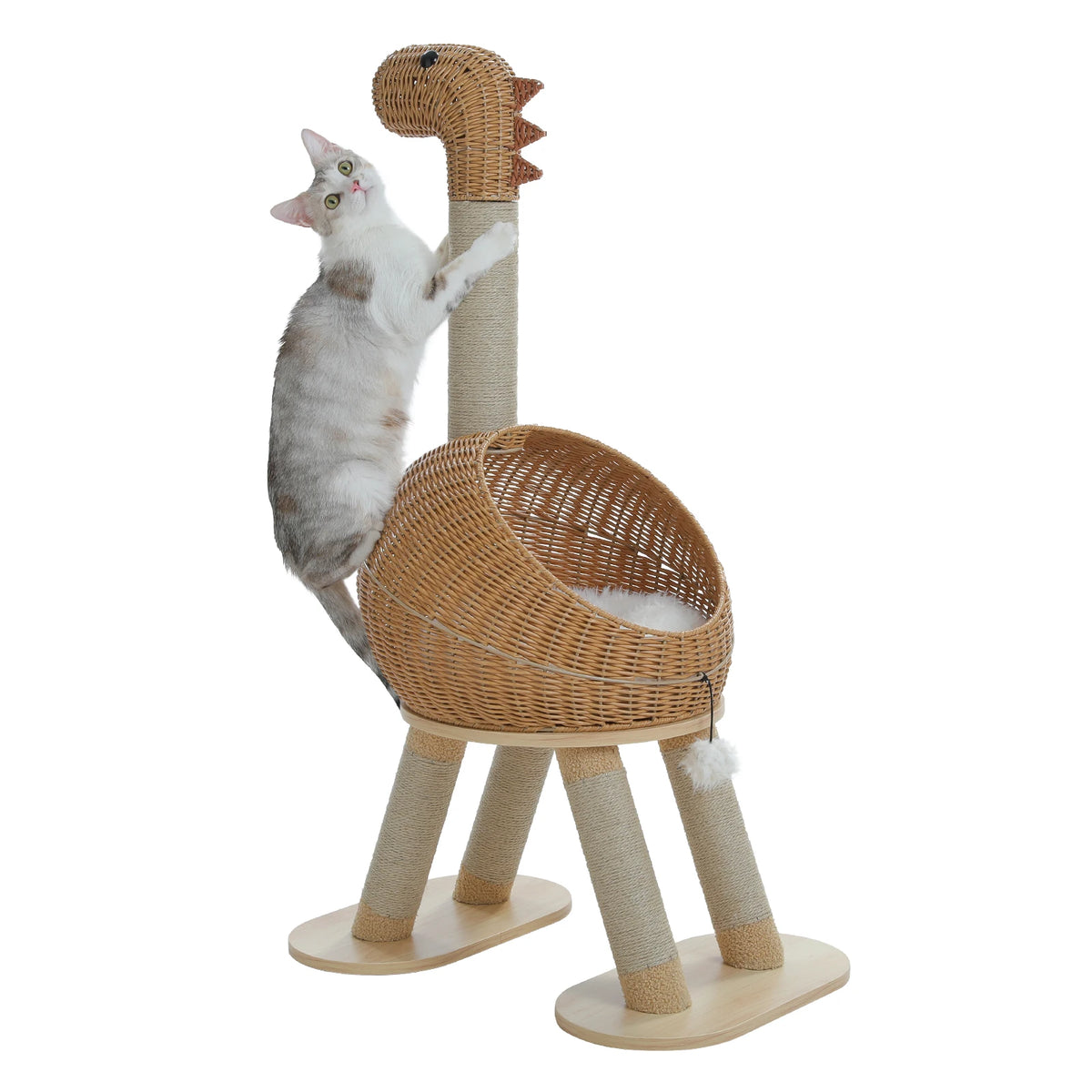 Arbre à chat rotin dinosaure — détail du hamac