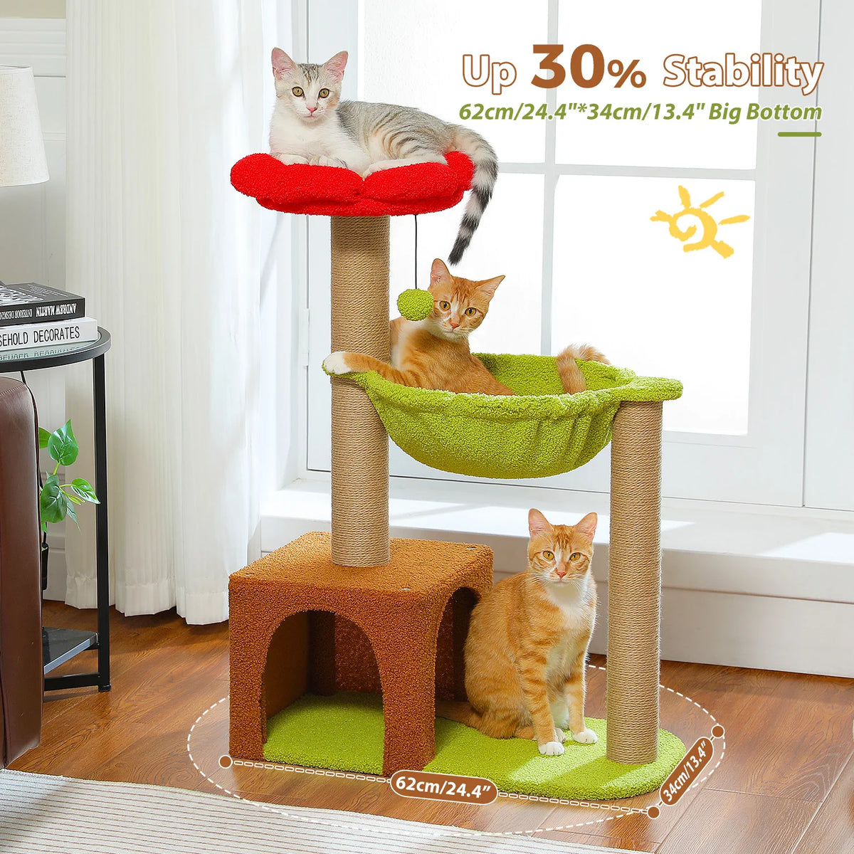Arbre à chat fleur brun et vert — en situation dans un salon