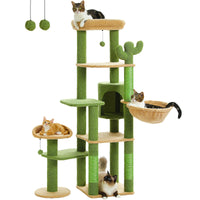 Arbre à chat cactus vert vert et beige détail du hamac