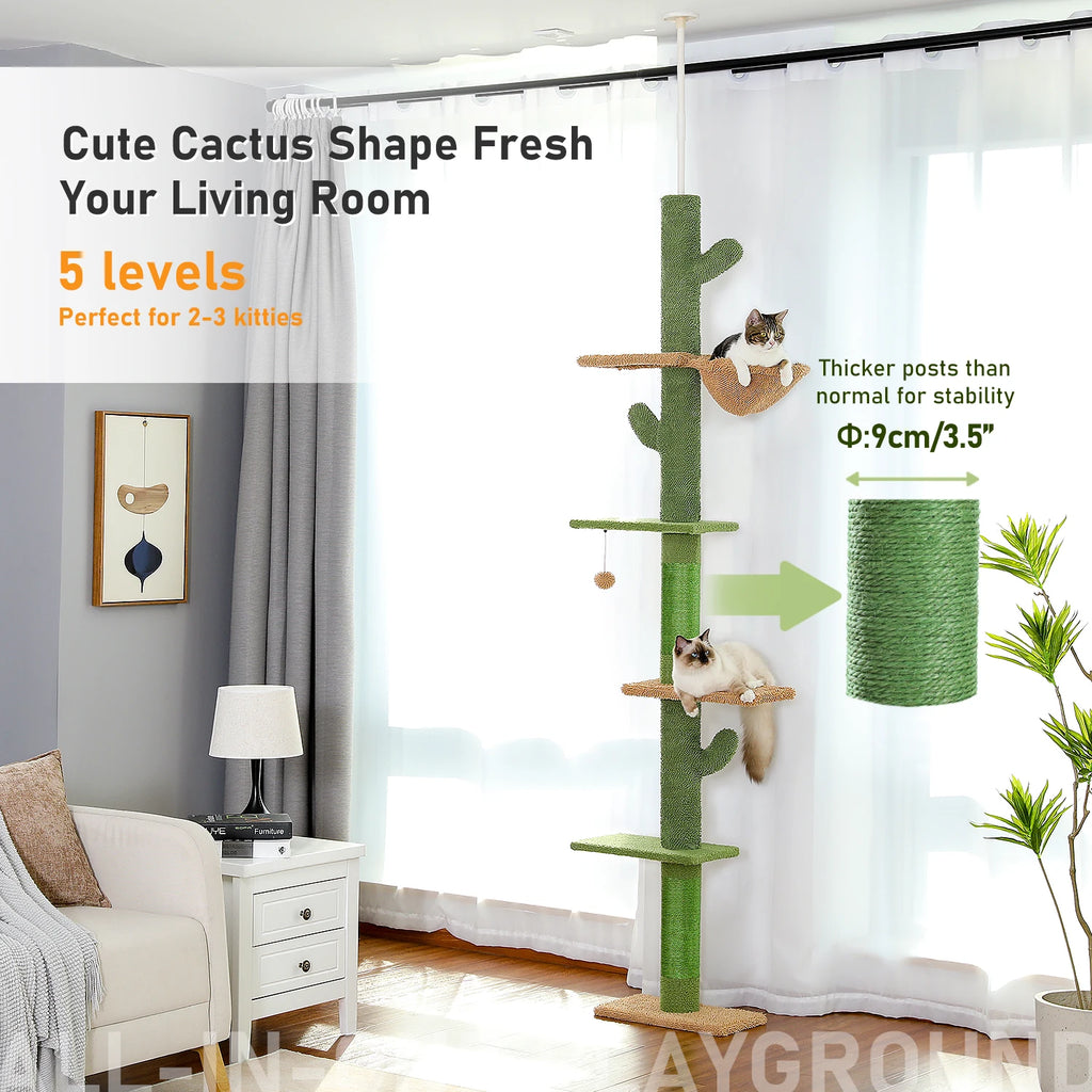 Arbre à chat cactus sol au plafond 275 cm — en situation dans un salon