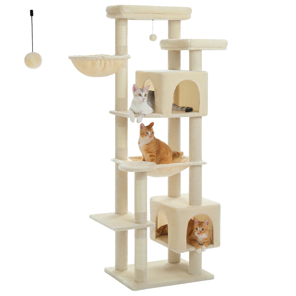 Arbre à chat noir et rouge XXL — détail des finitions