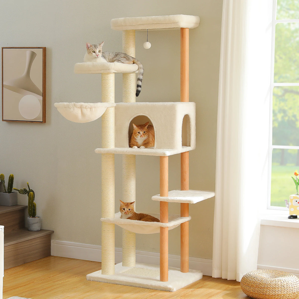 Arbre à chat brun XXL — vu de trois quarts