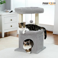 Petit arbre à chat beige 60 cm — poteau en sisal naturel