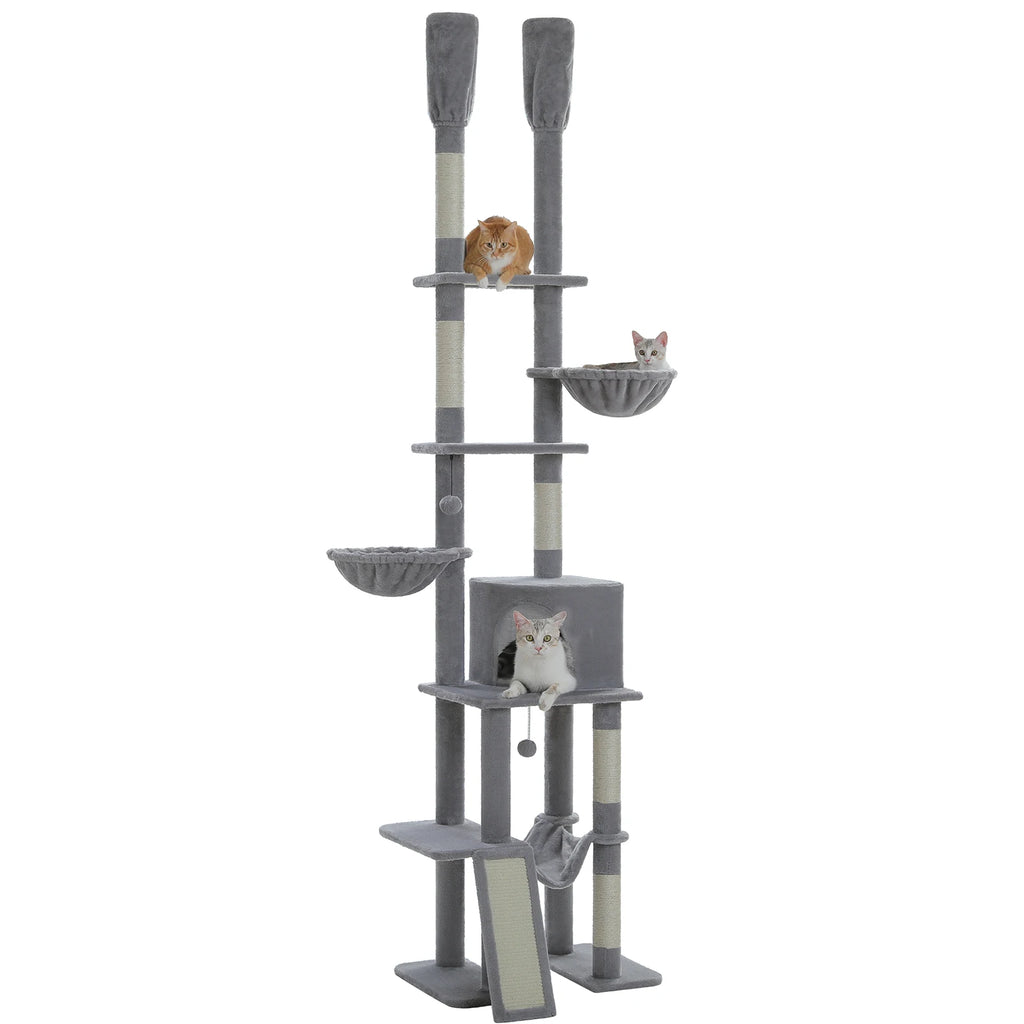Arbre à chat sol au plafond vert 285 cm — détail des finitions