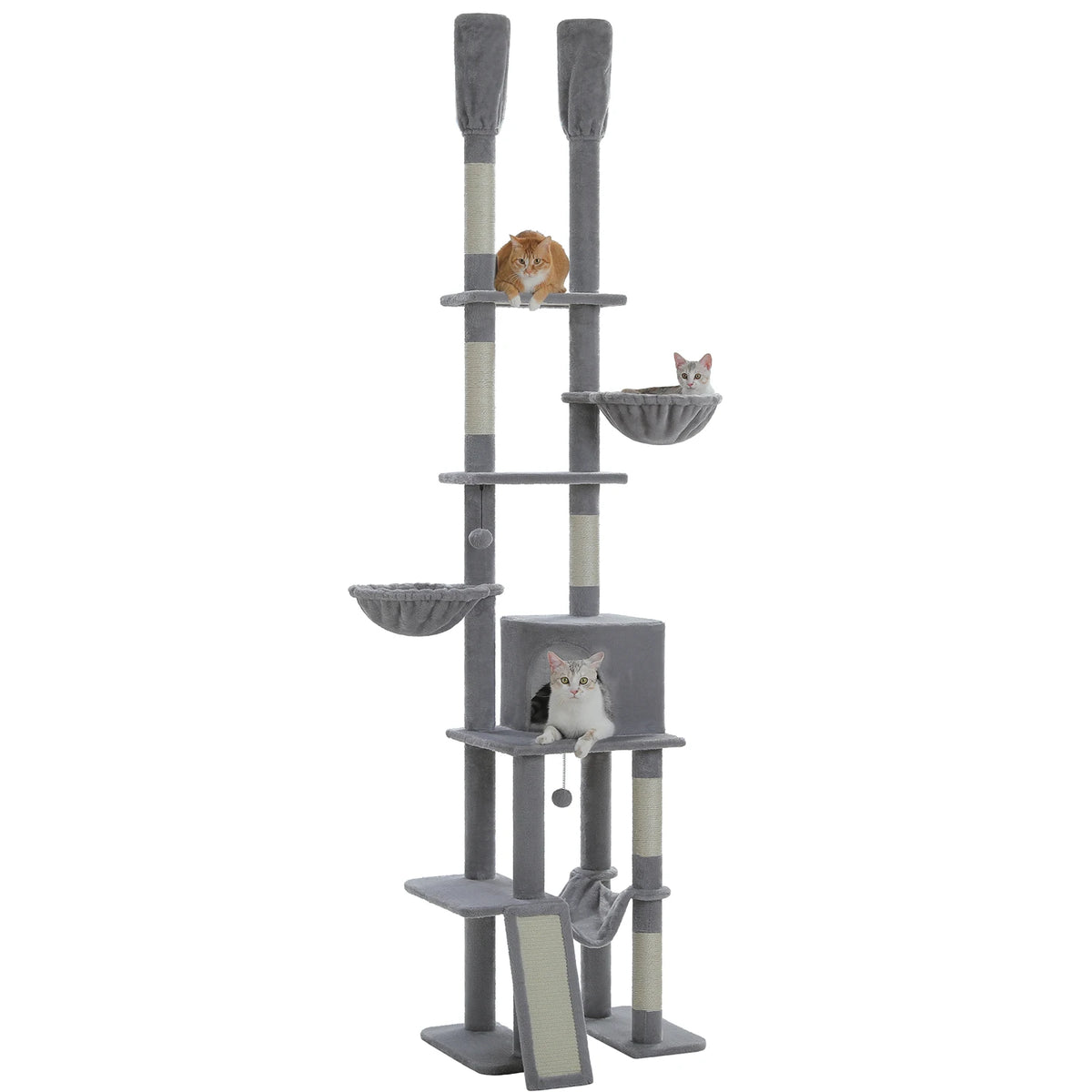 Arbre à chat sol au plafond vert 285 cm — détail des finitions