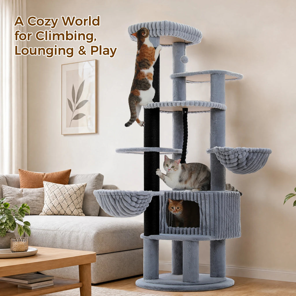 Arbre à chat blanc géant 188 cm — base de l'arbre à chat