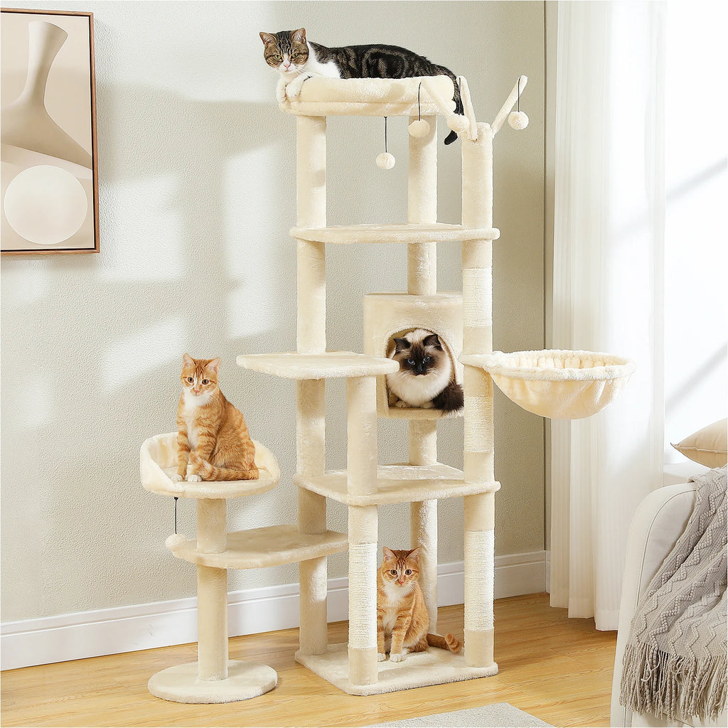 Arbre à chat beige 150 cm — détail du hamac