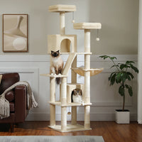 Arbre à chat beige 4 à 6 chats — détail de la niche