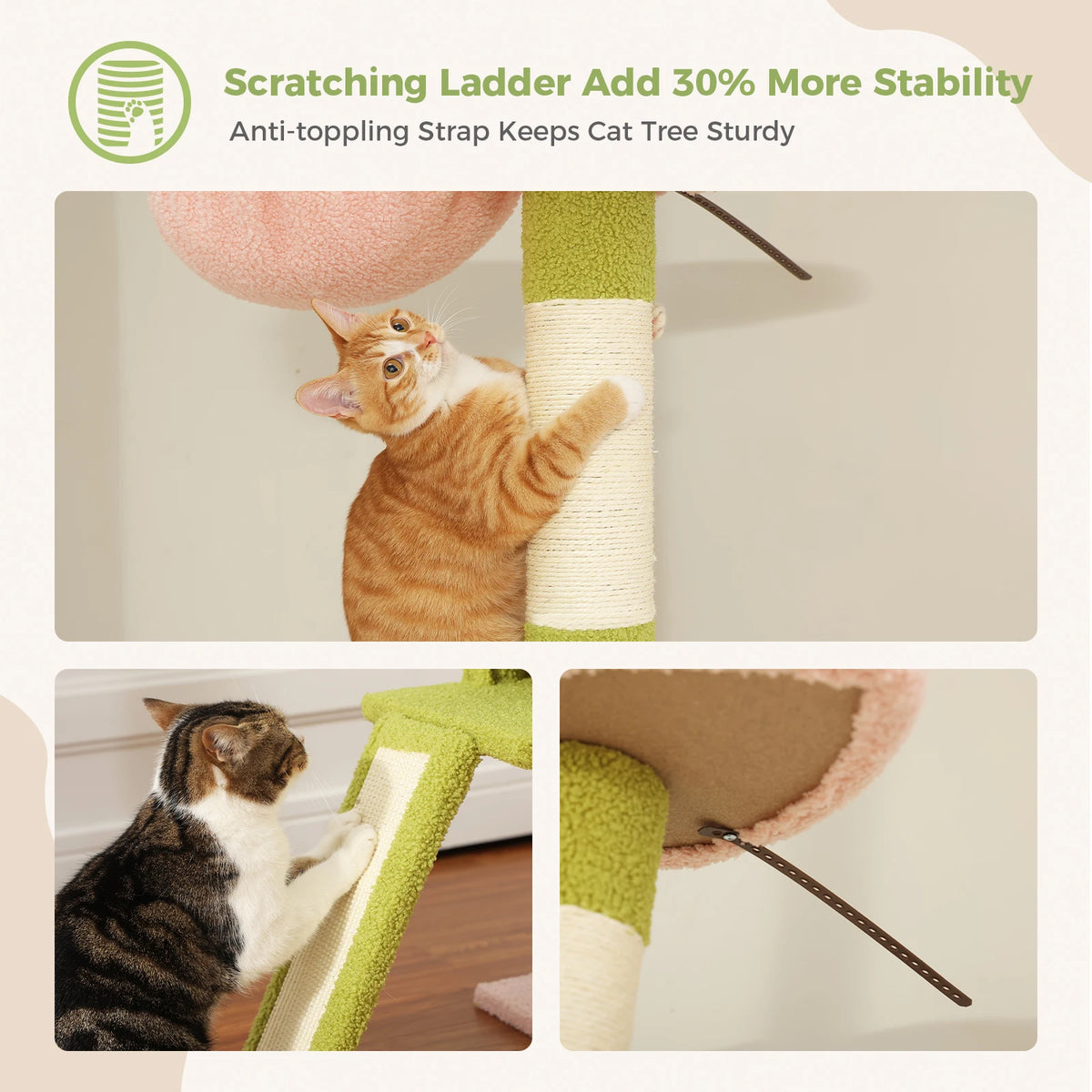 Arbre à chat sol au plafond anthracite — poteau en sisal naturel