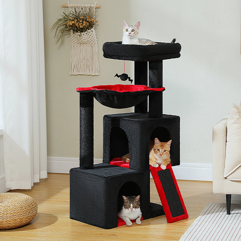 Arbre à chat rose et vert — en situation dans un salon