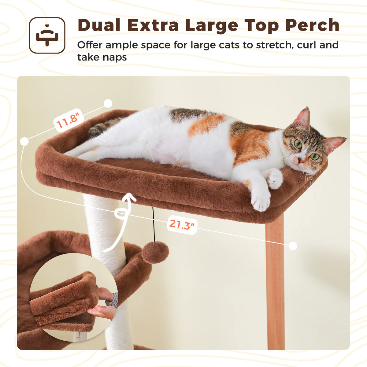 Arbre à chat brun XXL — poteau en sisal naturel