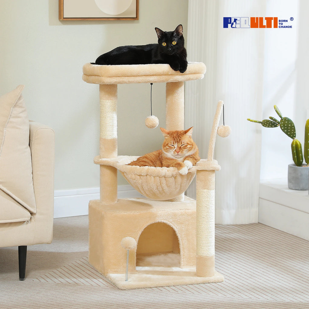 Petit arbre à chat gris — détail du couchage haut