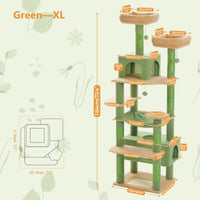Arbre à chat vert 184 cm — détail du couchage haut