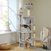 Arbre à chat gris 140 cm — en situation dans un salon