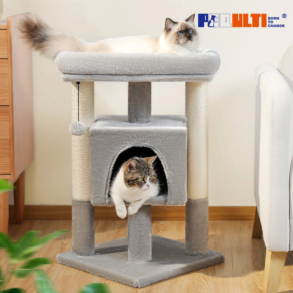 Petit arbre à chat beige 60 cm — détail du hamac