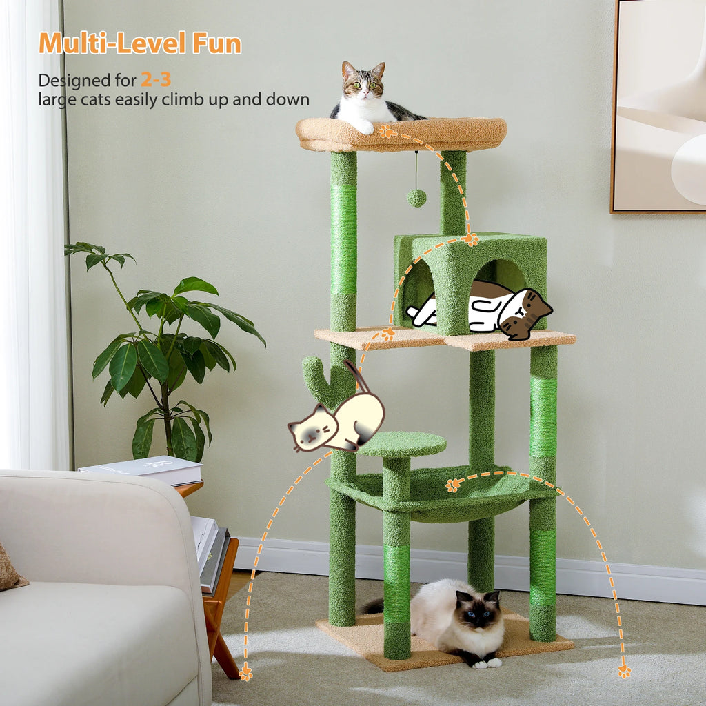 Arbre à chat cactus 6 niveaux — détail de la niche