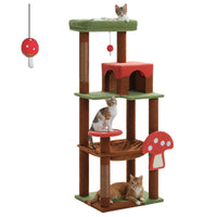 Arbre à chat brun griffoir champignon — détail du hamac