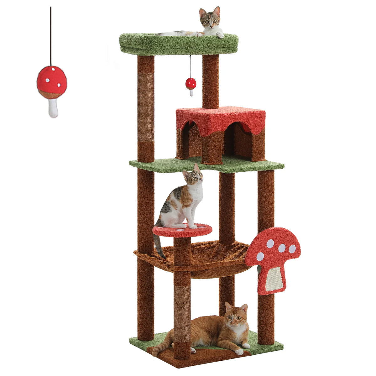 Arbre à chat brun griffoir champignon — détail du hamac