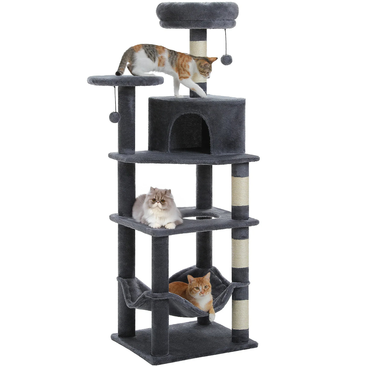 Arbre à chat gris 140 cm — détail des finitions