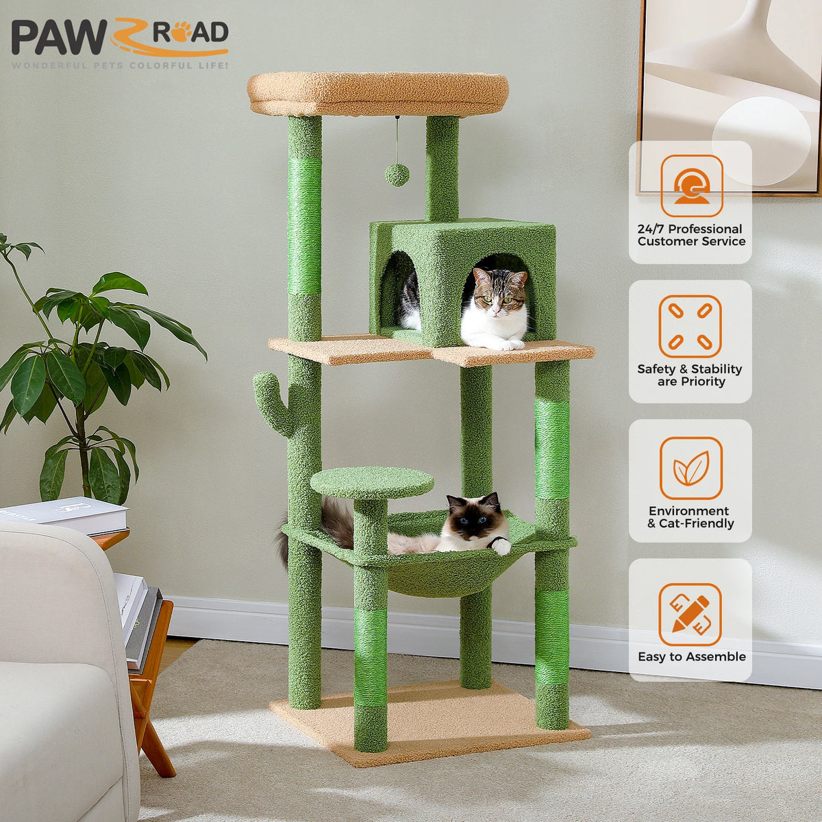 Arbre à chat cactus 6 niveaux — en situation dans un salon