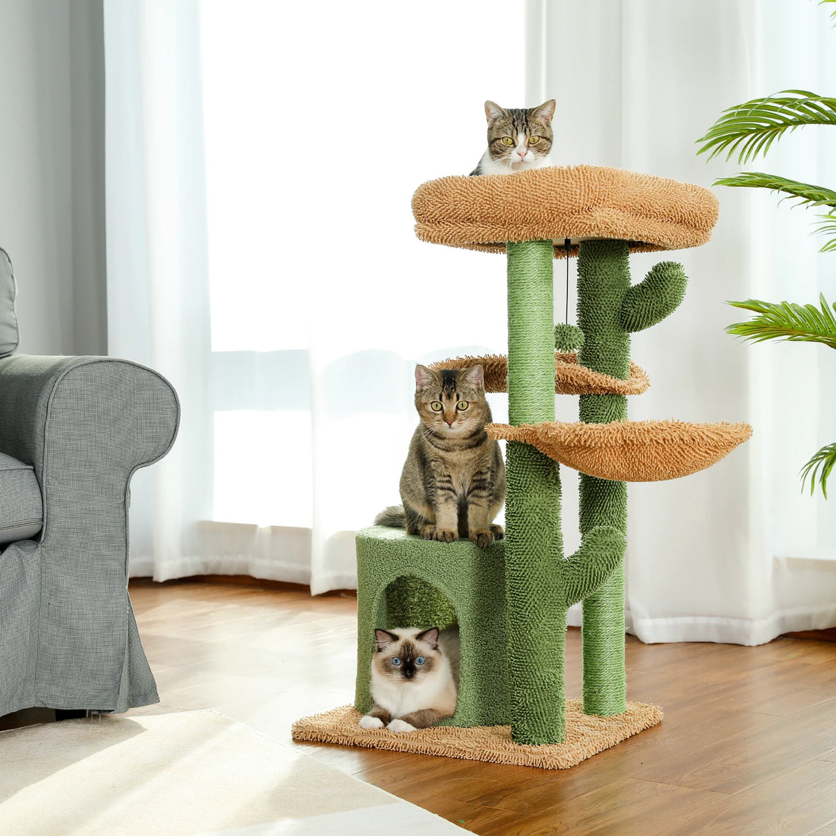 Arbre à chat cactus vert 90 cm — vue d'ensemble