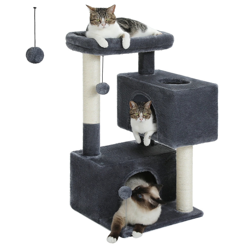 Petit arbre à chat beige 2 niches — détail des finitions