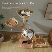 Arbre à chat bois et rotin brun — base de l'arbre à chat