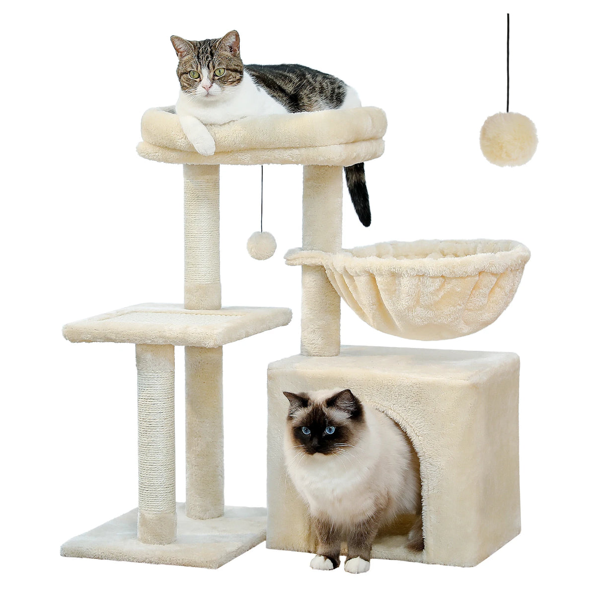 Petit arbre à chat beige 73 cm — vue d'ensemble