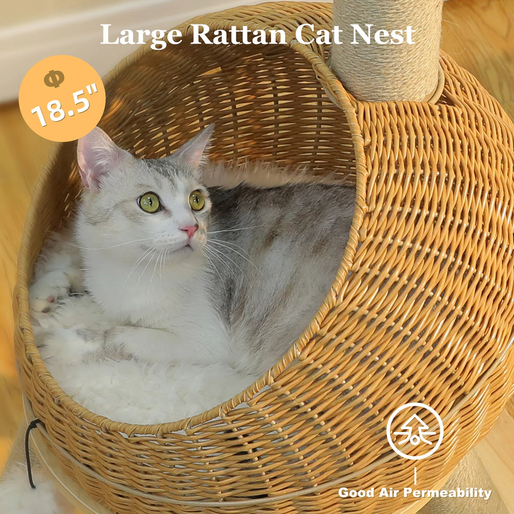 Arbre à chat rotin dinosaure — détail de la niche