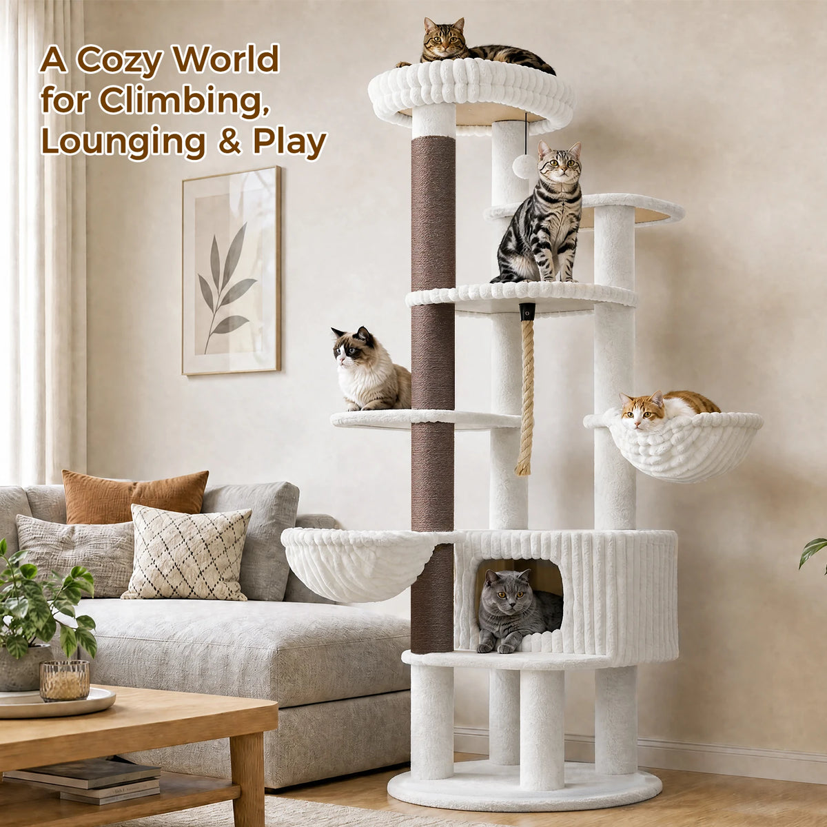 Arbre à chat géant Maine Coon — détail des finitions