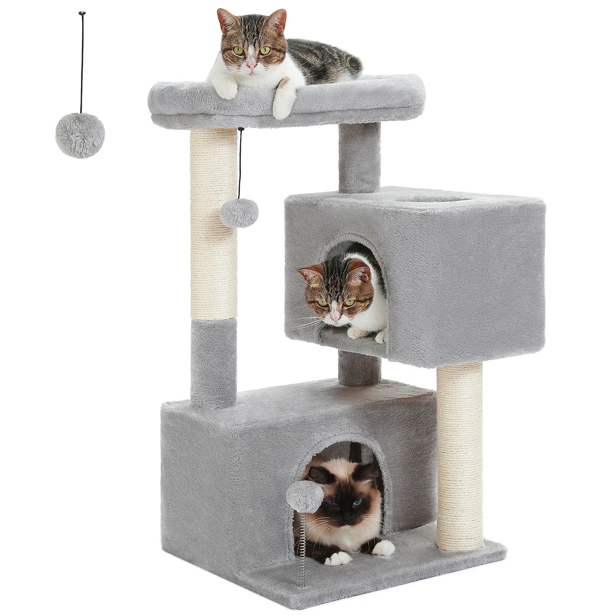 Petit arbre à chat gris 2 niches — vue d'ensemble