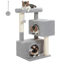 Petit arbre à chat beige 2 niches — base de l'arbre à chat