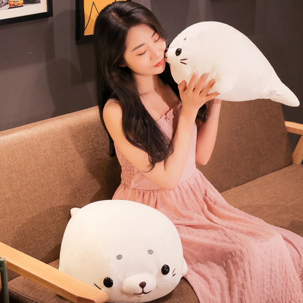 Down Cotton Squishy Seal Plush Pillow Stuffed Lying Standing Kawaii Animal Plushie Huggable Sleeping Companion Gift