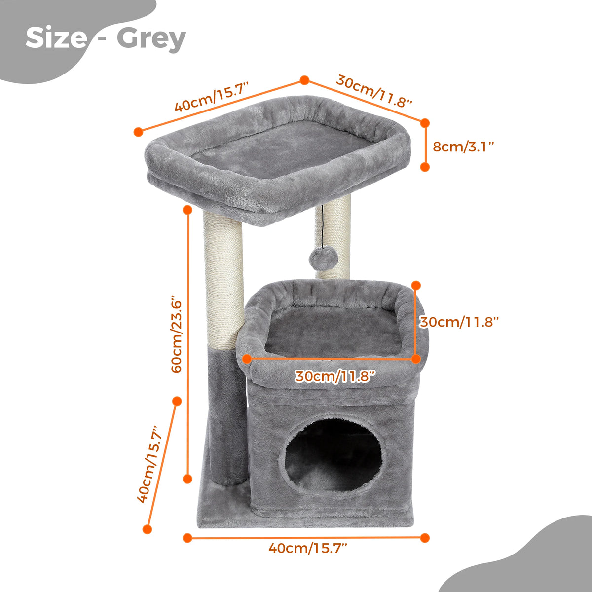 Arbre à chat senior gris — base de l'arbre à chat