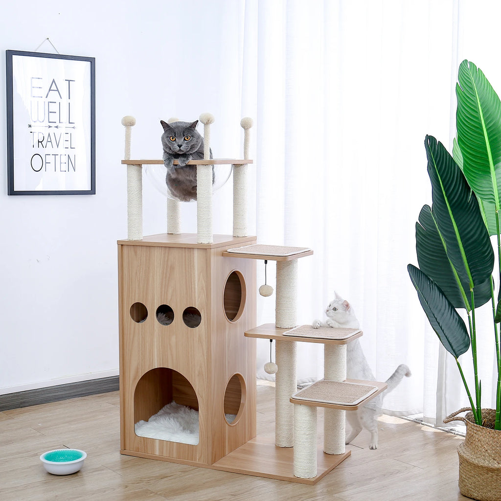 Arbre à chat bois plusieurs chats — détail des finitions