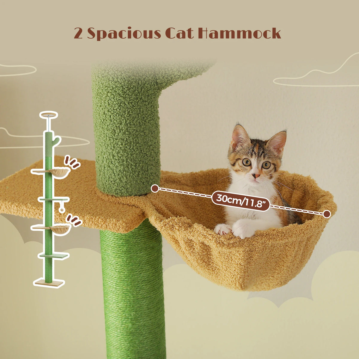Arbre à chat cactus sol au plafond 229 cm — détail de la niche