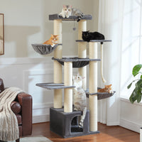 Arbre à chat noir XXL — détail du couchage haut