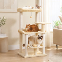 Arbre à chat beige d'angle — base de l'arbre à chat