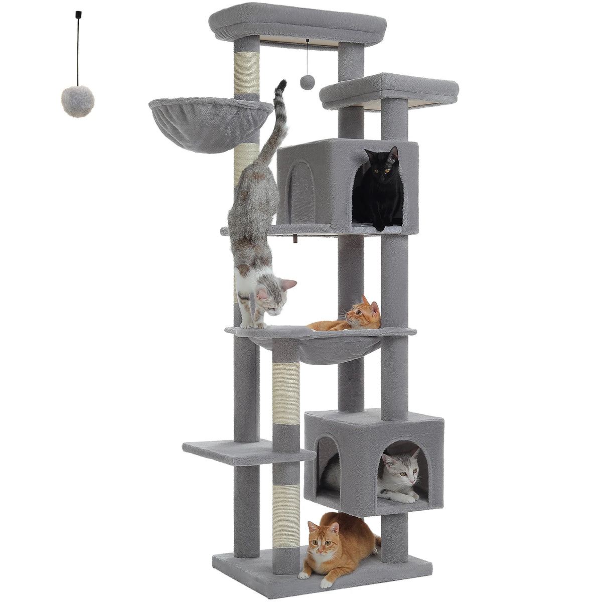 Arbre à Chat Gris à 2 Perchoirs Hauts — Zénith