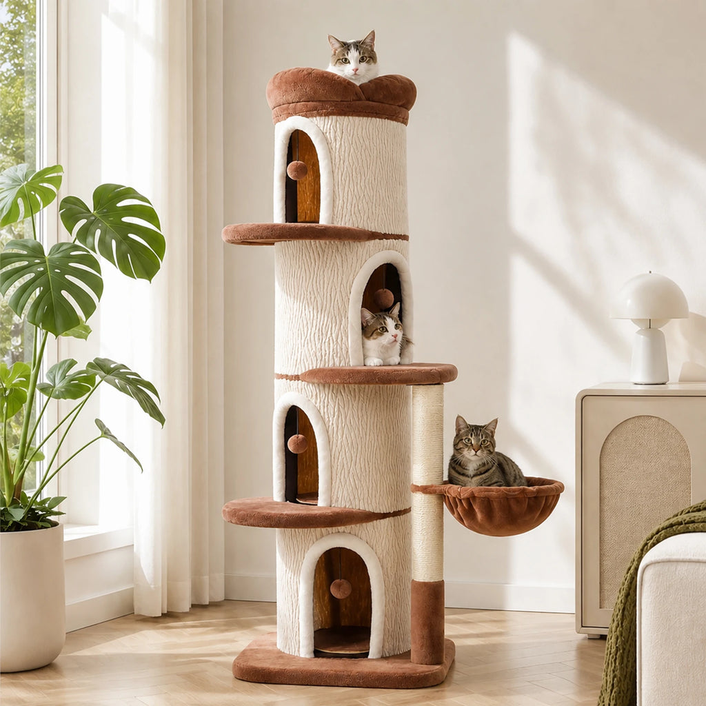 Arbre à chat léopard brun — détail des finitions
