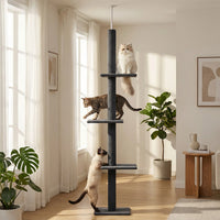 Arbre à chat sol au plafond bois — détail du couchage haut